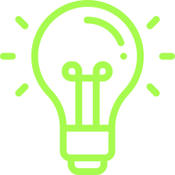 Light Bulb Shining On Icon in lime green 